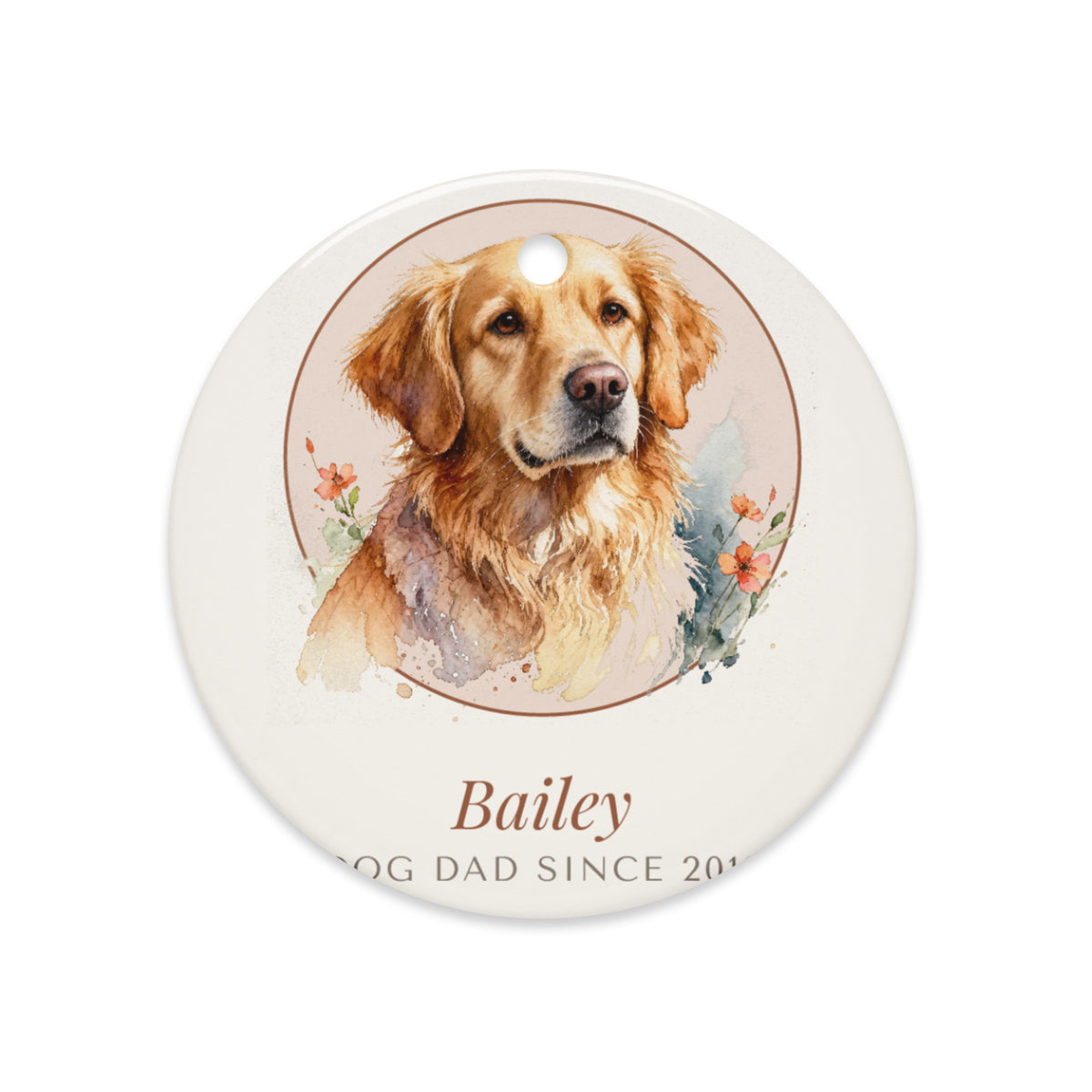 Watercolor Dog Dad Gift – lifestyle photo – Ceramic Ornament