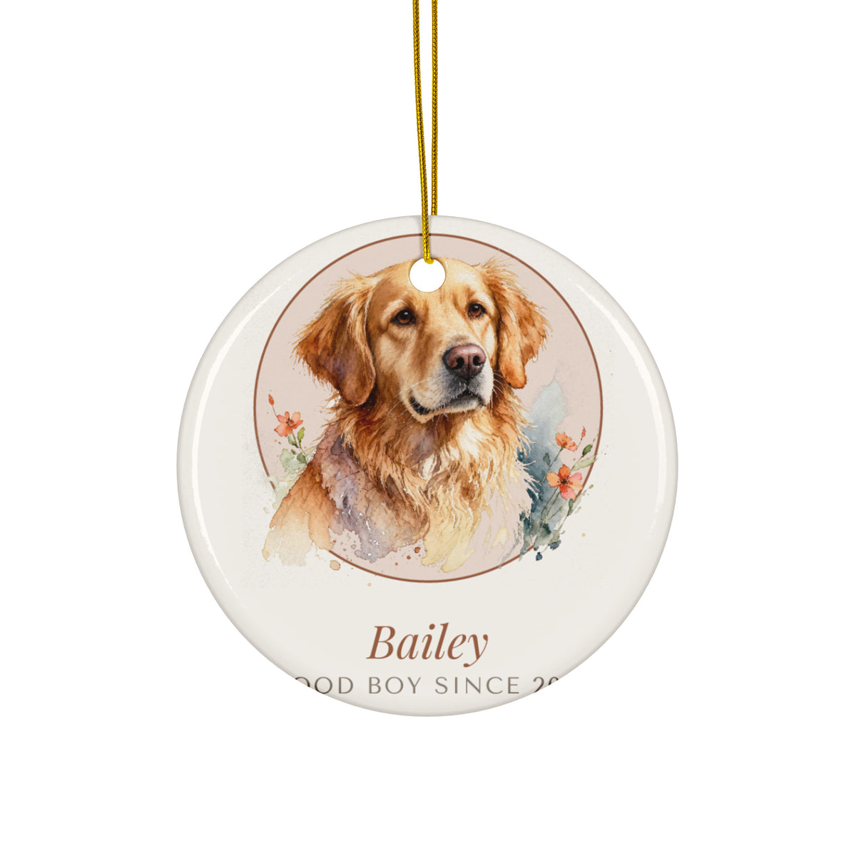 Watercolor Dog Portrait – product photo – Ceramic Ornament