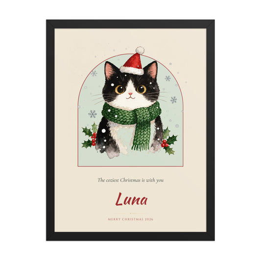 Christmas Cat Portrait – product photo – Framed Print