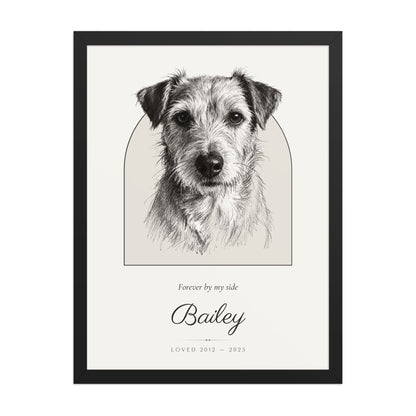 Pencil Sketch Pet Memorial Portrait – product photo – Framed Print