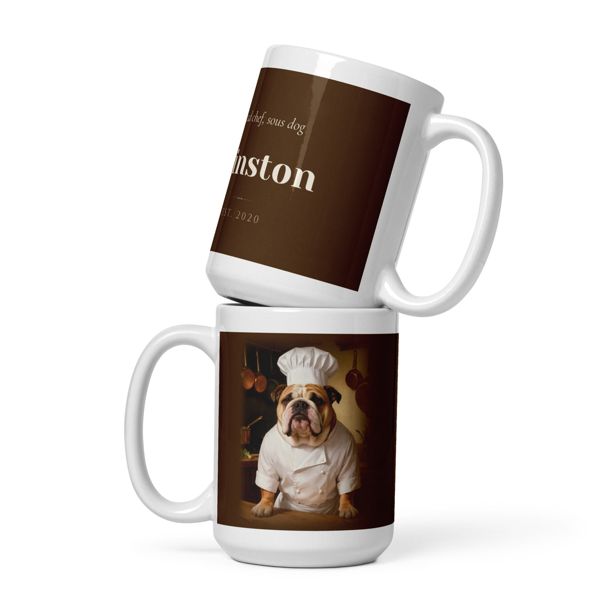 custom dog portrait – front view, front view – Chef de Cuisine Mug