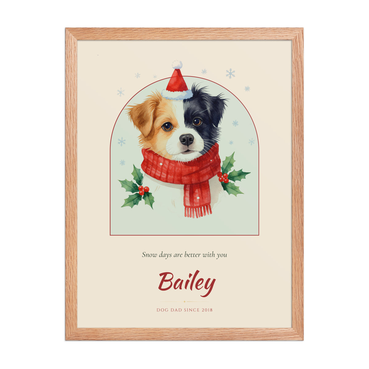 Christmas Dog Dad Gift – front view – Framed Print