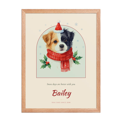 Christmas Dog Dad Gift – front view – Framed Print