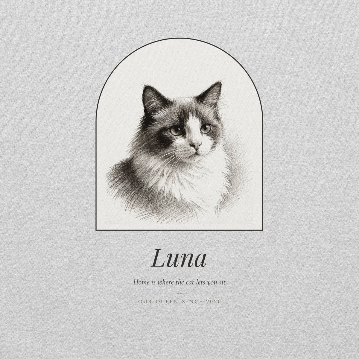 Pencil Sketch Cat Portrait – lifestyle photo – Crewneck Sweatshirt