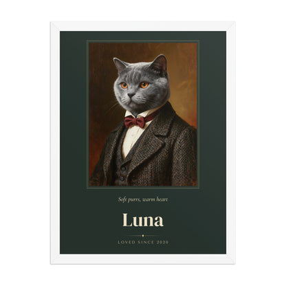 Gentleman Cat Portrait Gift for Mom – front view – Framed Print