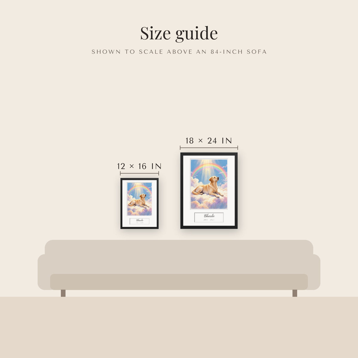 pet memorial gift – size guide – Enhanced Matte Paper Framed Poster