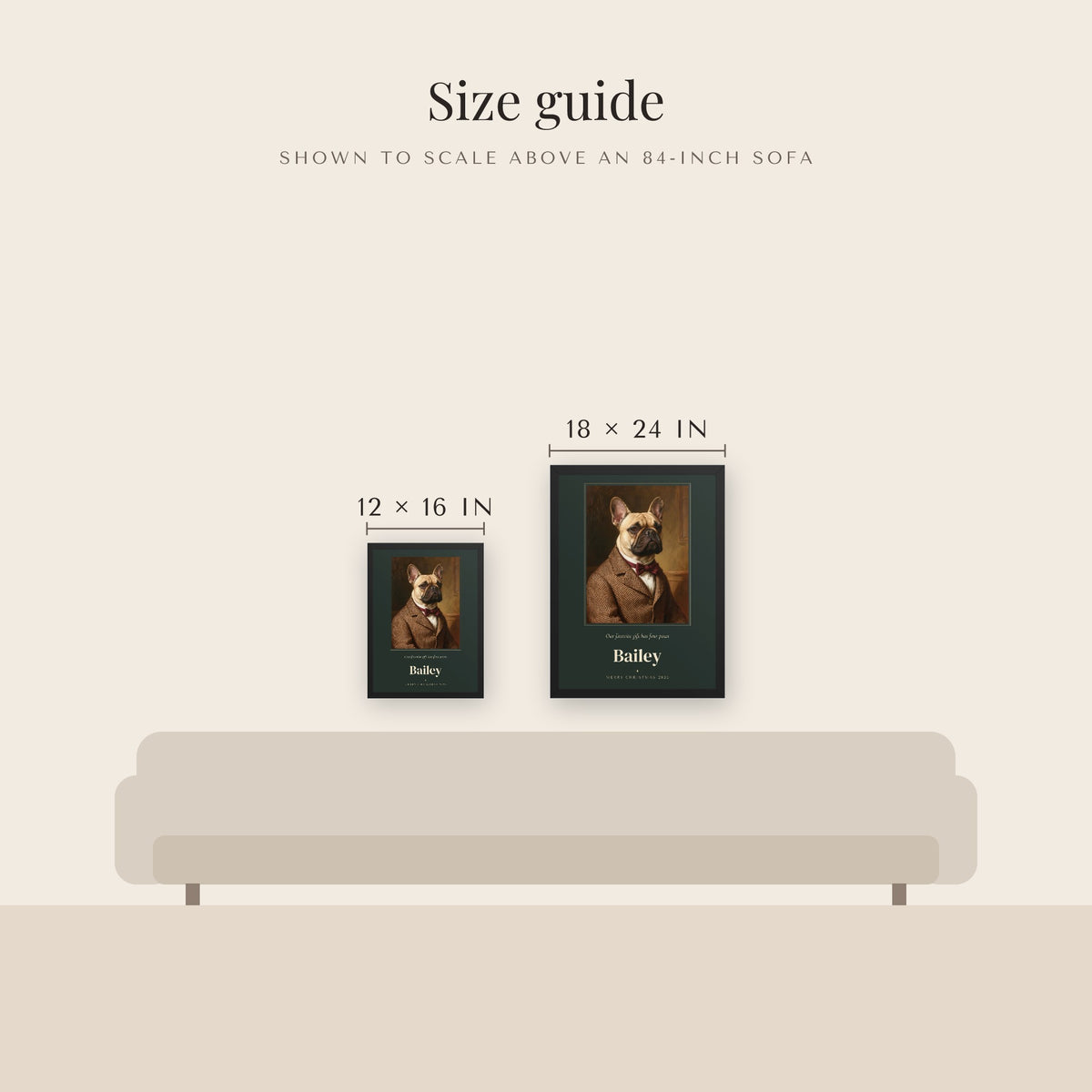 Gentleman Pet Christmas Gift – size guide – Framed Print