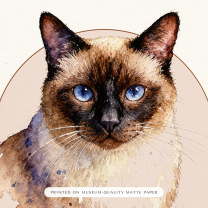 Watercolor Cat Portrait – close-up of the print – Framed Print