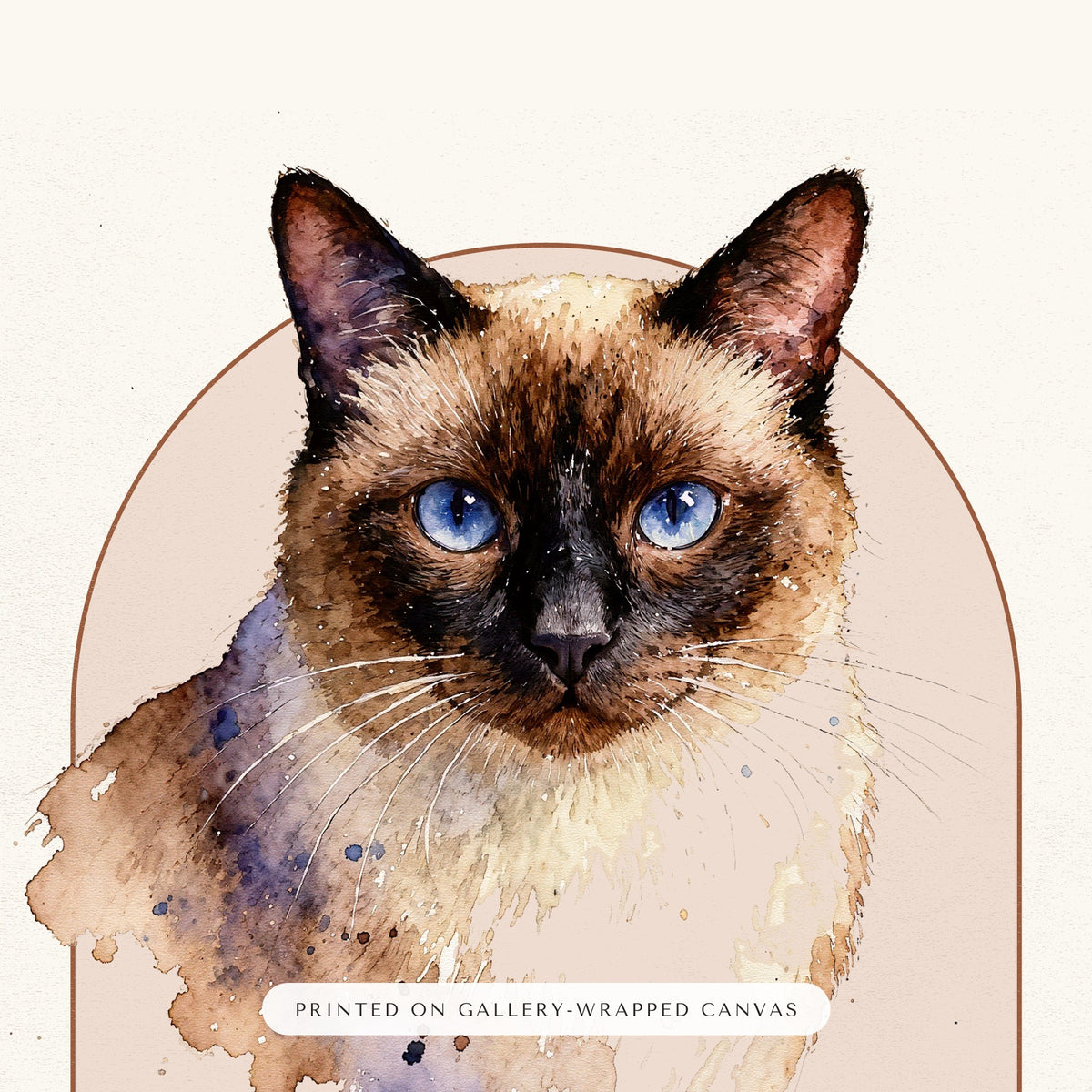 Watercolor Cat Portrait – close-up of the print – Canvas Print
