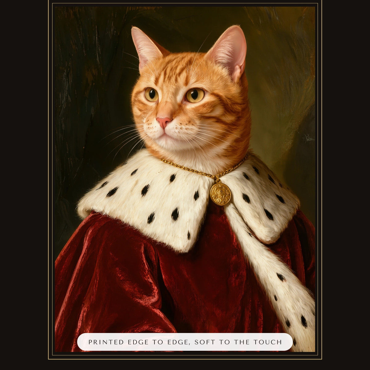 Royal Cat Portrait Gift for Mom – close-up of the print – Throw Pillow