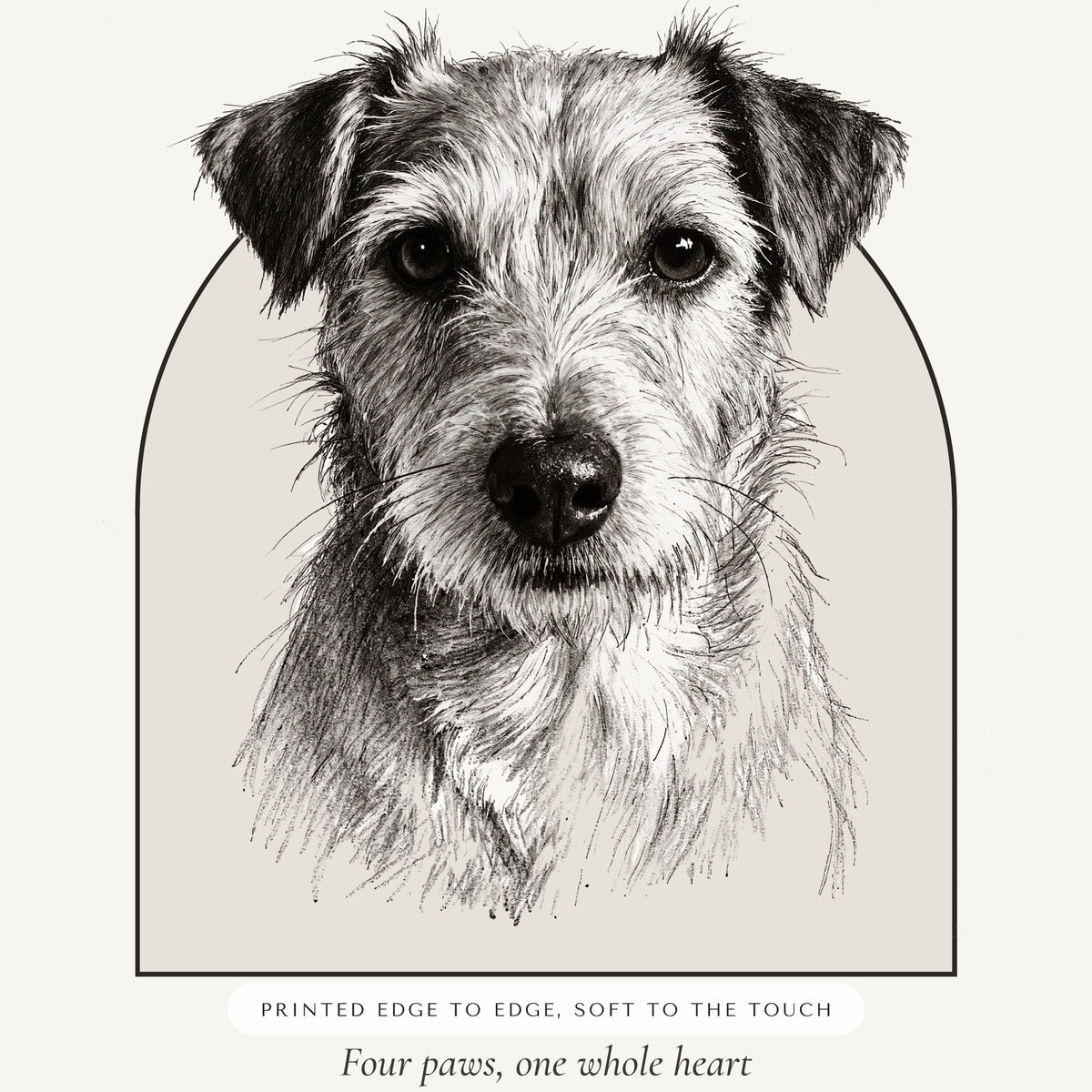Pencil Sketch Dog Portrait Gift for Mom – close-up of the print – Throw Pillow