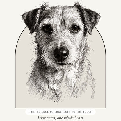 Pencil Sketch Dog Portrait Gift for Mom – close-up of the print – Throw Pillow