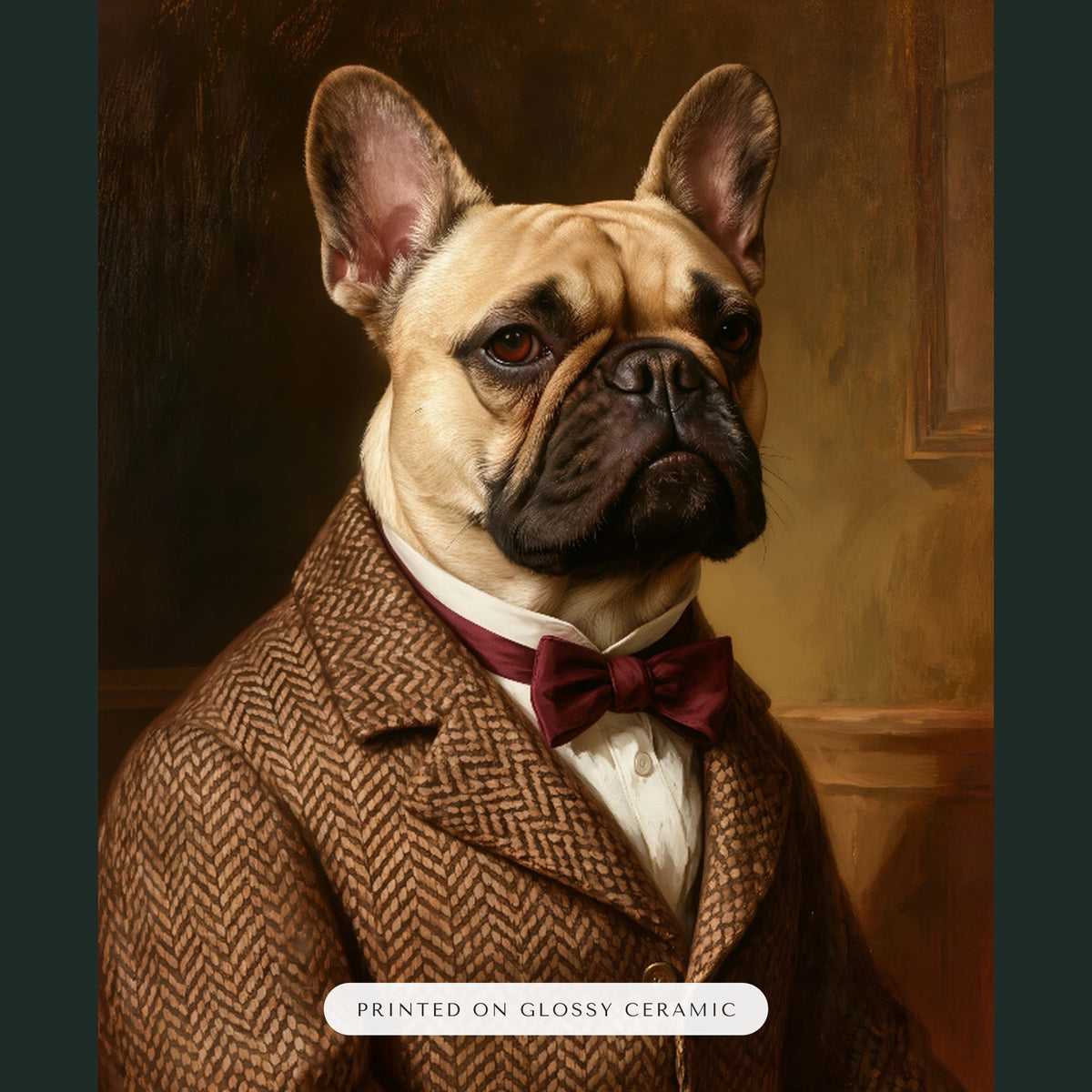 Gentleman Dog Portrait Gift for Mom – close-up of the print – Ceramic Ornament
