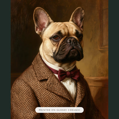 Gentleman Dog Portrait Gift for Mom – close-up of the print – Ceramic Ornament