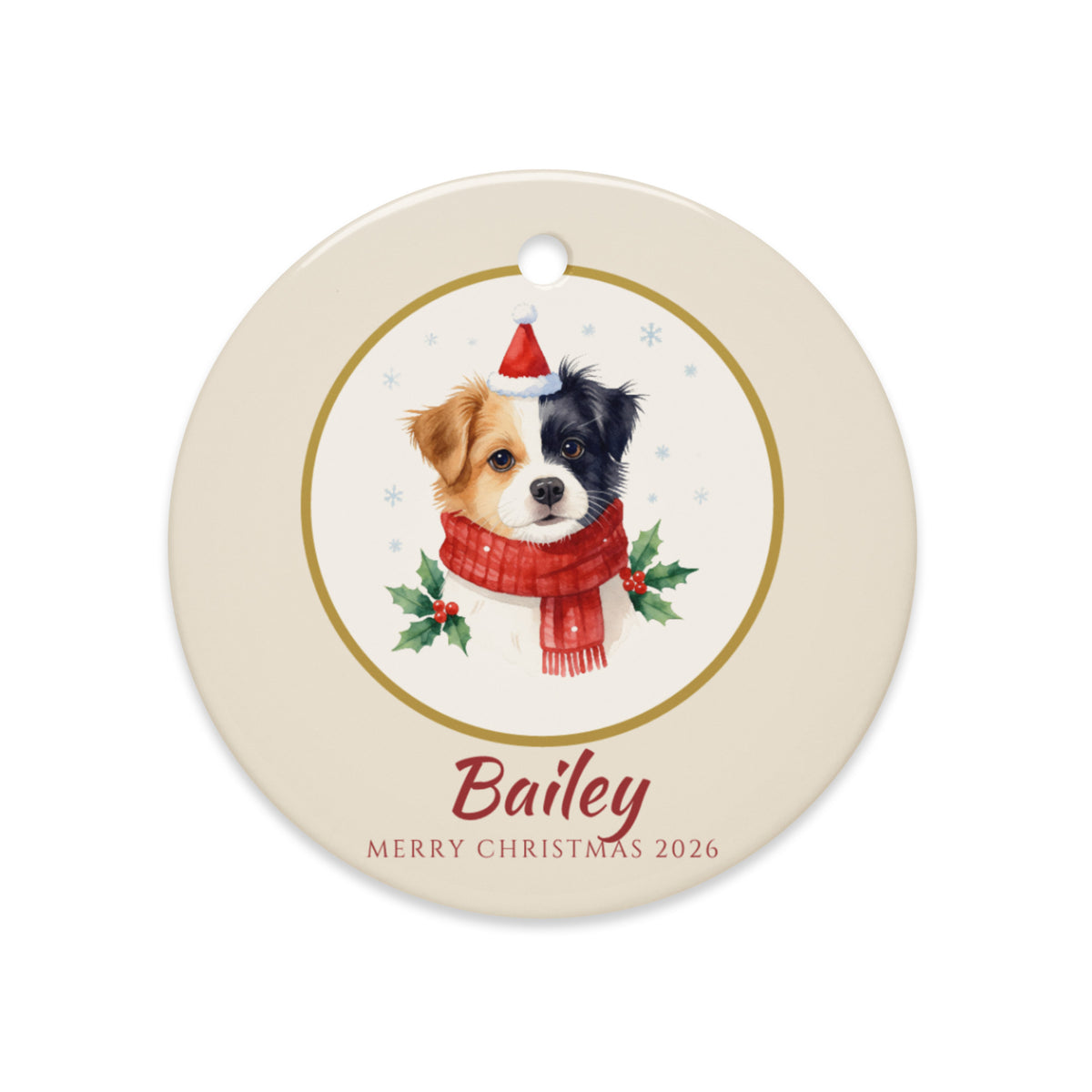Custom Pet Christmas Ornament 2026 – close-up of the printed portrait
