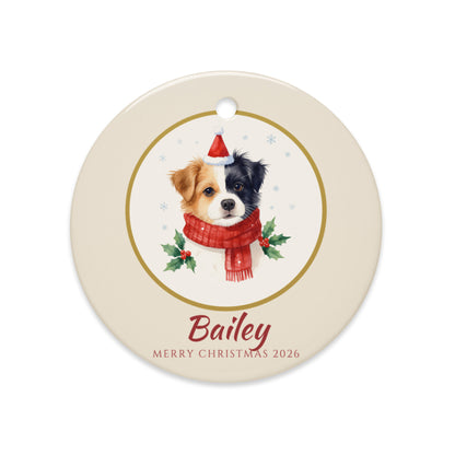 Custom Pet Christmas Ornament 2026 – close-up of the printed portrait