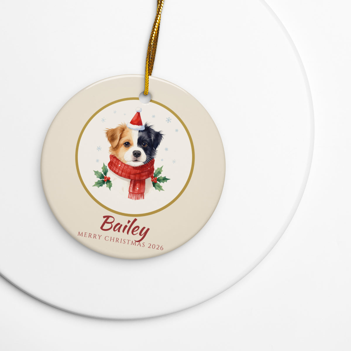 Custom Pet Christmas Ornament 2026 – ornament on a white plate