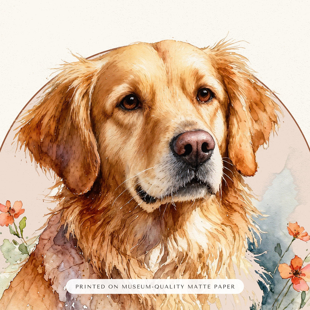 Watercolor Dog Dad Gift – close-up of the print – Framed Print