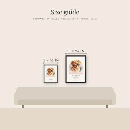 Watercolor Dog Dad Gift – size guide – Framed Print