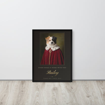 Royal Pet Portrait From Your Photo – leaning against a light wall