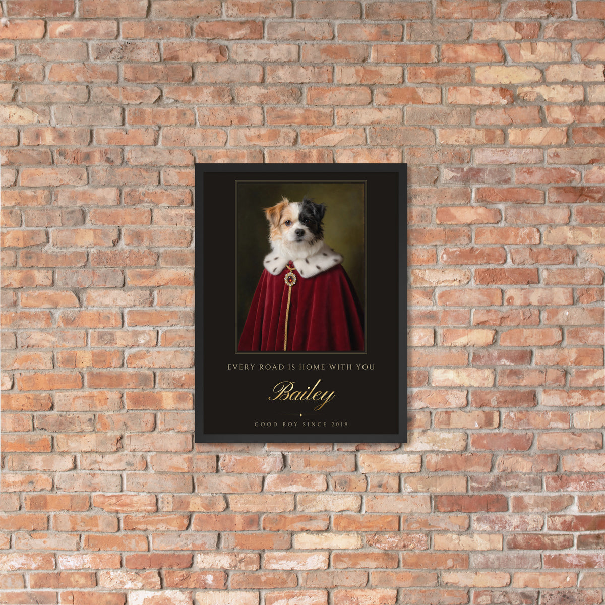 Royal Pet Portrait From Your Photo – on a red brick wall