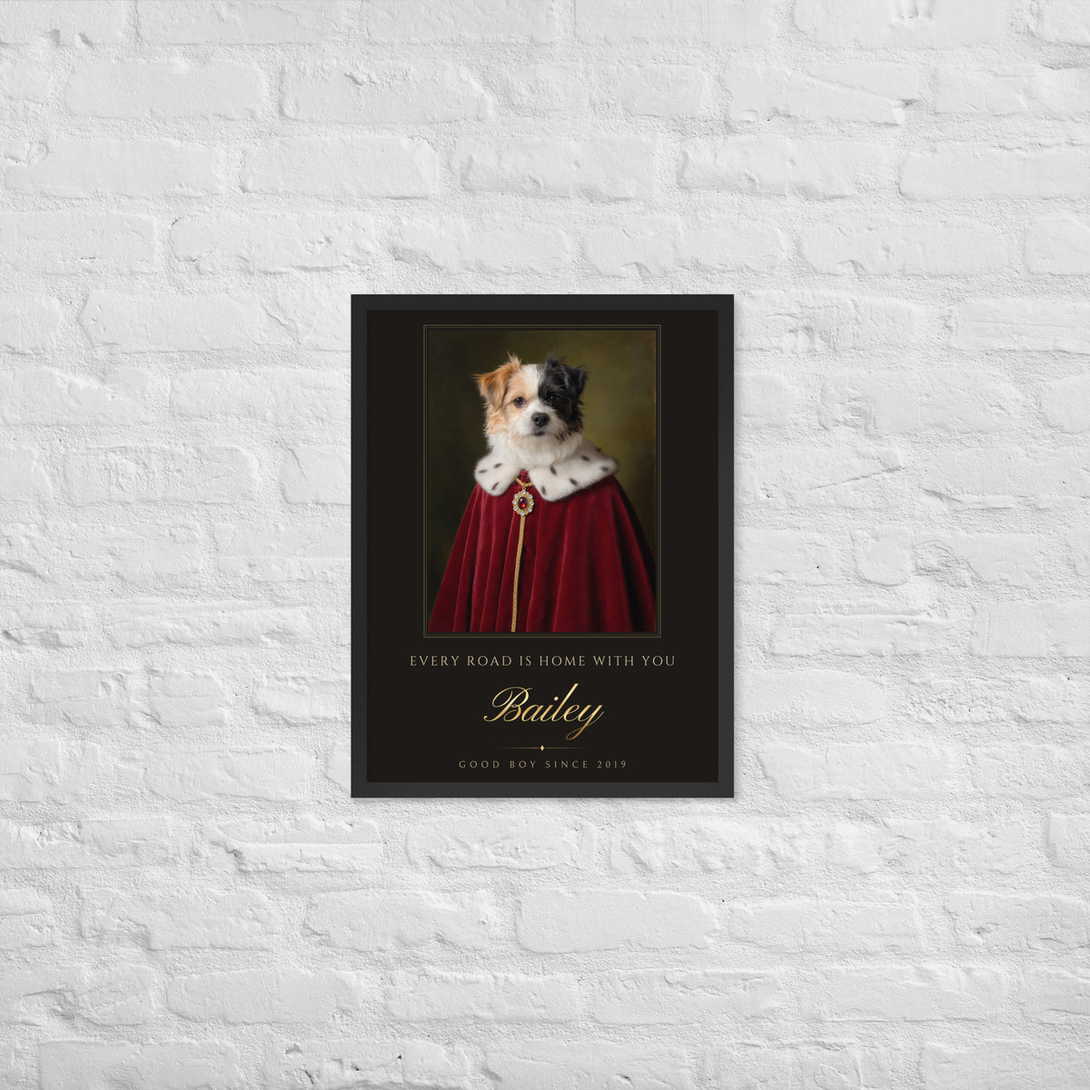 Royal Pet Portrait From Your Photo – on a white brick wall