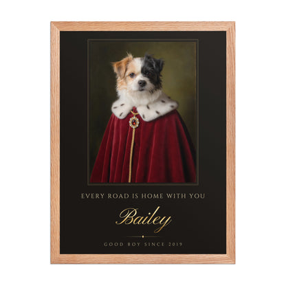 Royal Pet Portrait From Your Photo – framed print, front view (red oak frame)