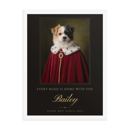 Royal Pet Portrait From Your Photo – framed print, front view (white frame)