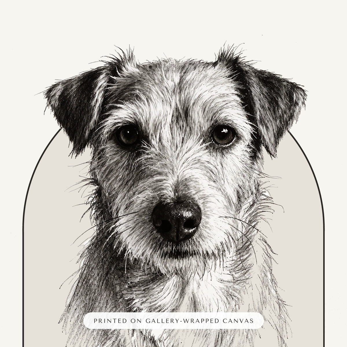 Pencil Sketch Pet Memorial Portrait – close-up of the print – Canvas Print