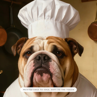 custom dog portrait – close-up of the print – Chef de Cuisine Pillow