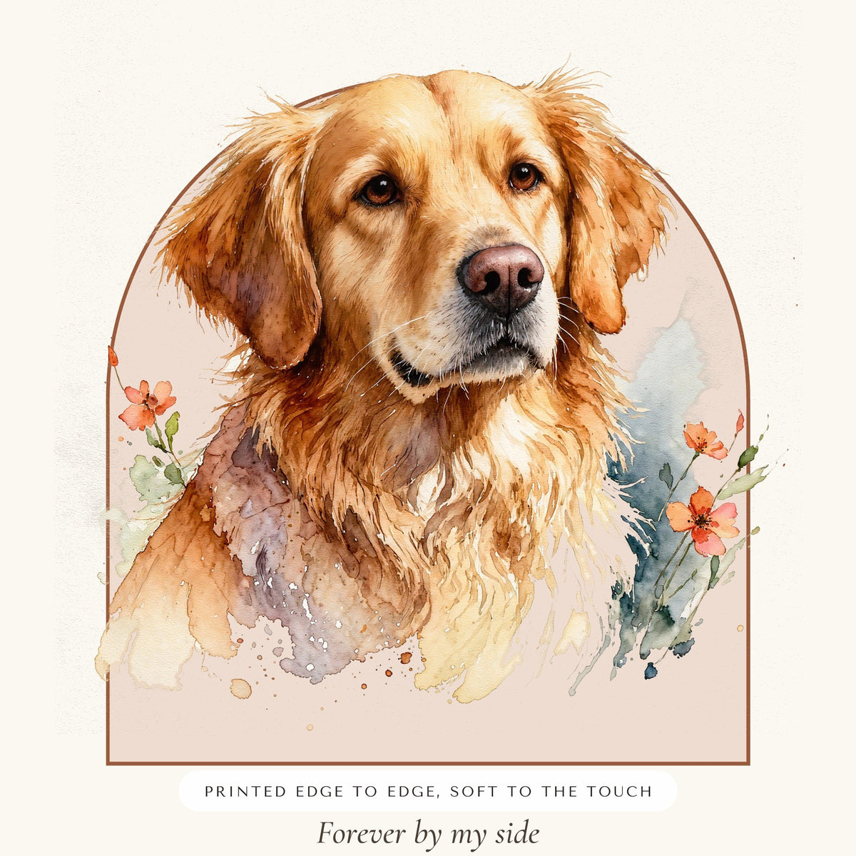 Watercolor Pet Memorial Portrait – close-up of the print – Throw Pillow