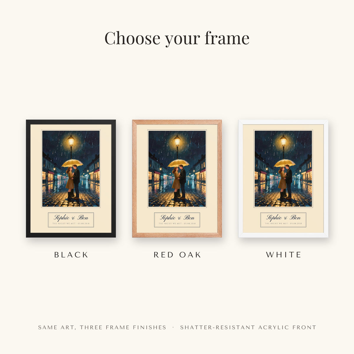 custom couple portrait – frame colors – Enhanced Matte Paper Framed Poster