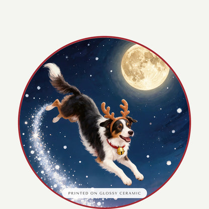 christmas pet portrait – close-up of the print – Reindeer for a Night Ornament