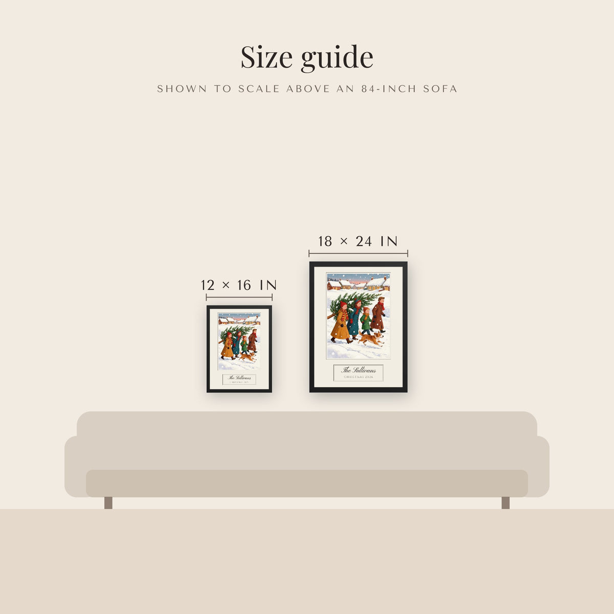 christmas family portrait – size guide – Enhanced Matte Paper Framed Poster