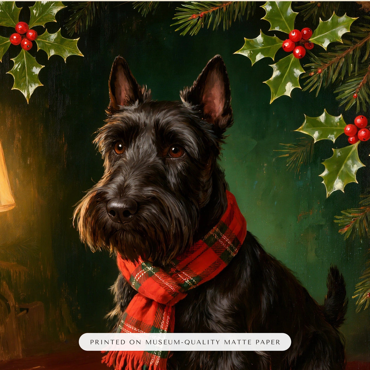 christmas pet portrait – close-up of the print – Enhanced Matte Paper Framed Poster