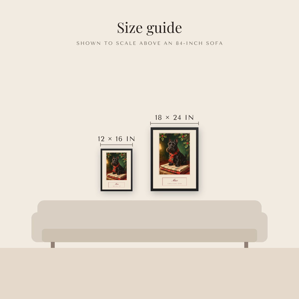 christmas pet portrait – size guide – Enhanced Matte Paper Framed Poster