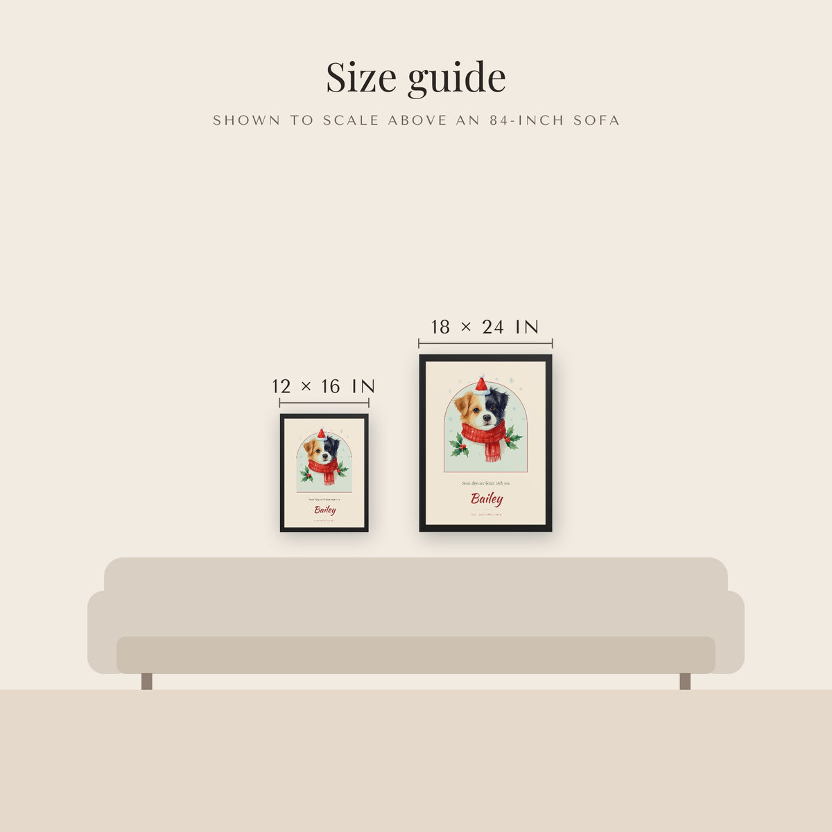 Christmas Dog Dad Gift – size guide – Framed Print
