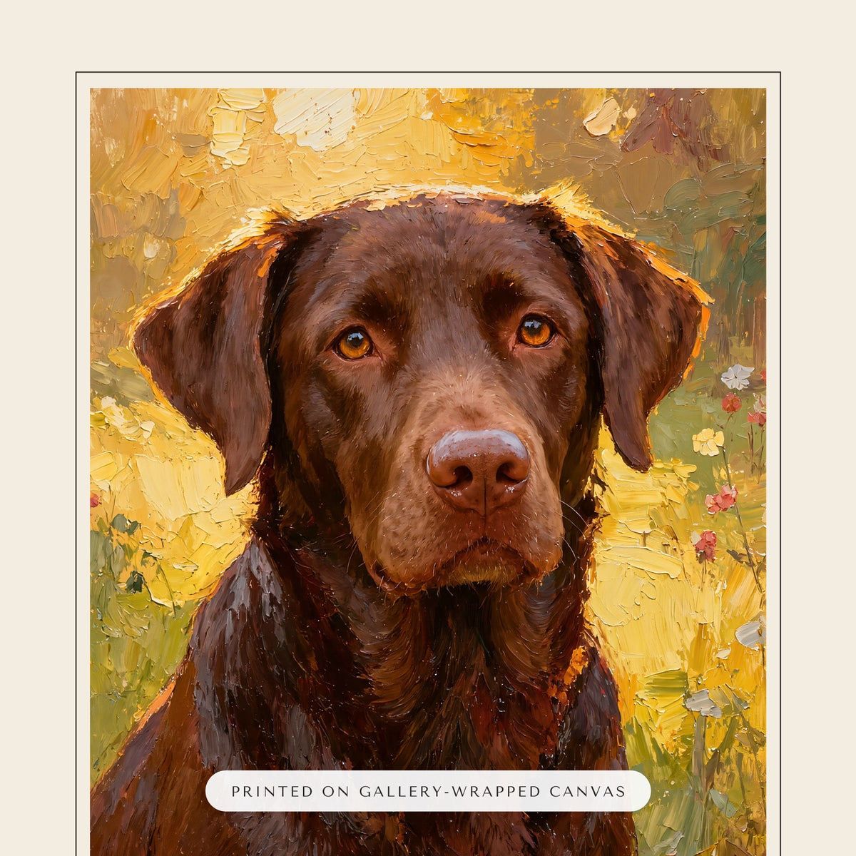 Oil Painting Dog Portrait – close-up of the print – Canvas Print