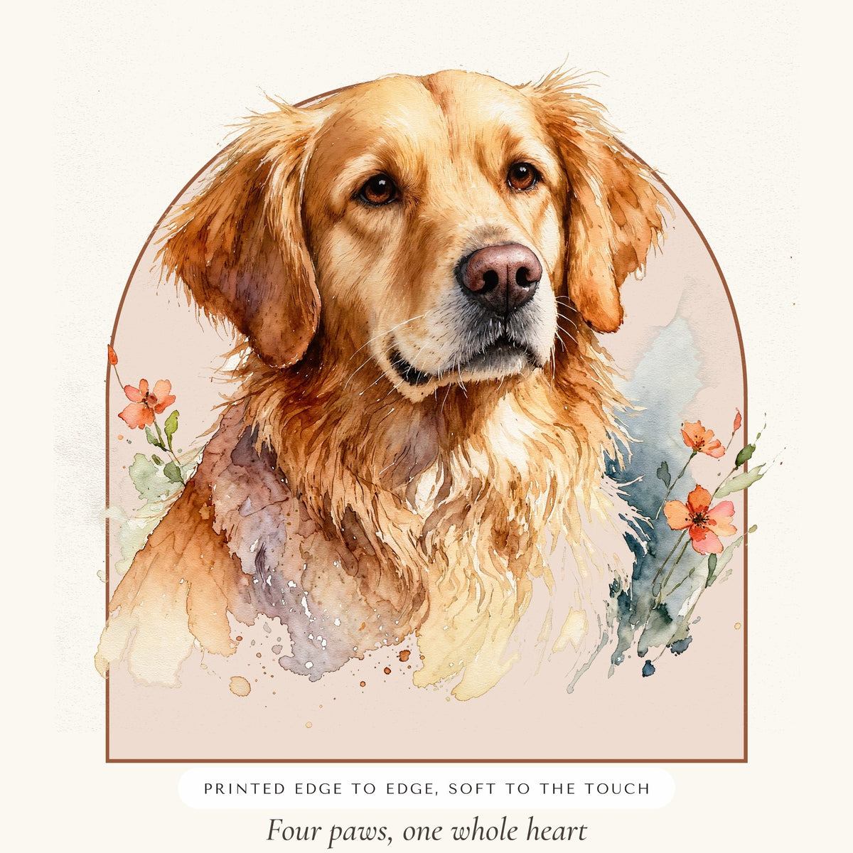 Watercolor Dog Portrait Gift for Mom – close-up of the print – Throw Pillow