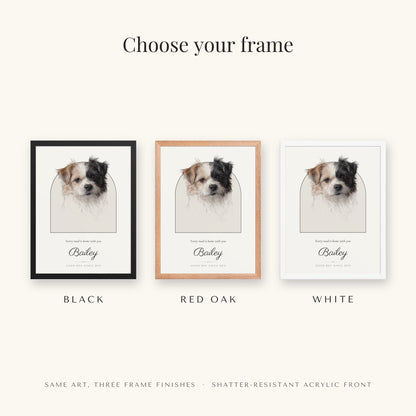 Pencil Sketch Dog Portrait – frame colors – Framed Print