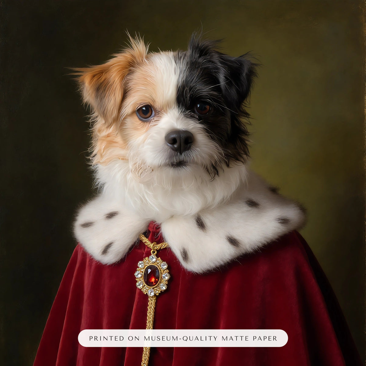 Royal Dog Portrait – close-up of the print – Framed Print