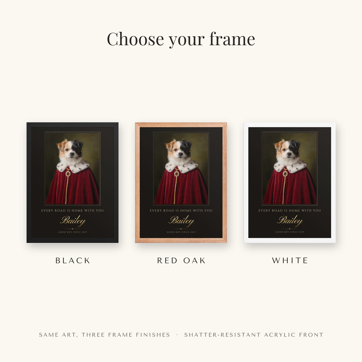 Royal Dog Portrait – frame colors – Framed Print