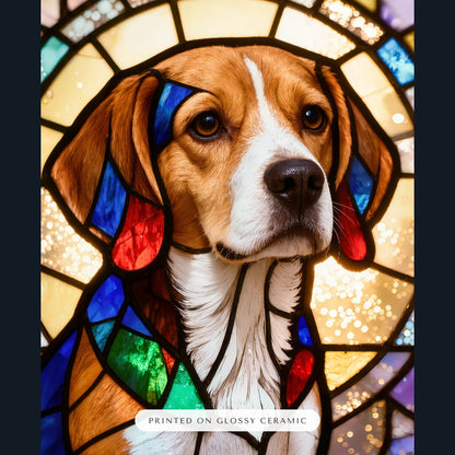 Stained Glass Pet Christmas Gift – close-up of the print – Ceramic Ornament