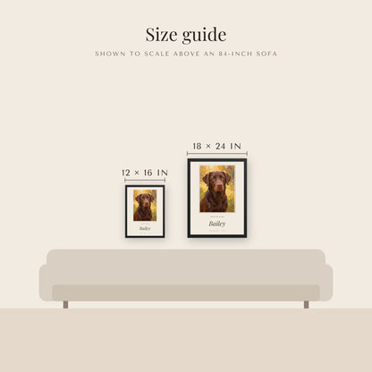 Oil Painting Pet Memorial Portrait – size guide – Framed Print