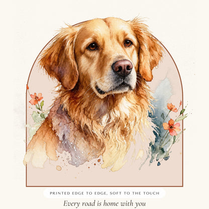 Watercolor Dog Portrait – close-up of the print – Throw Pillow