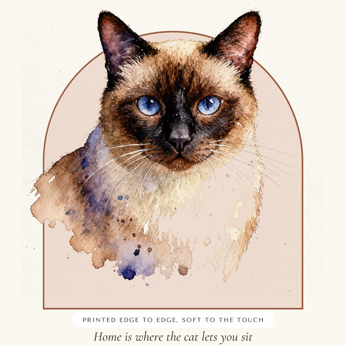 Watercolor Cat Portrait – close-up of the print – Throw Pillow