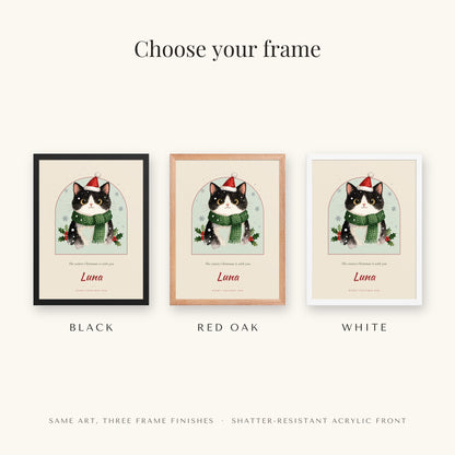 Christmas Cat Portrait – frame colors – Framed Print