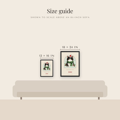 Christmas Cat Portrait – size guide – Framed Print