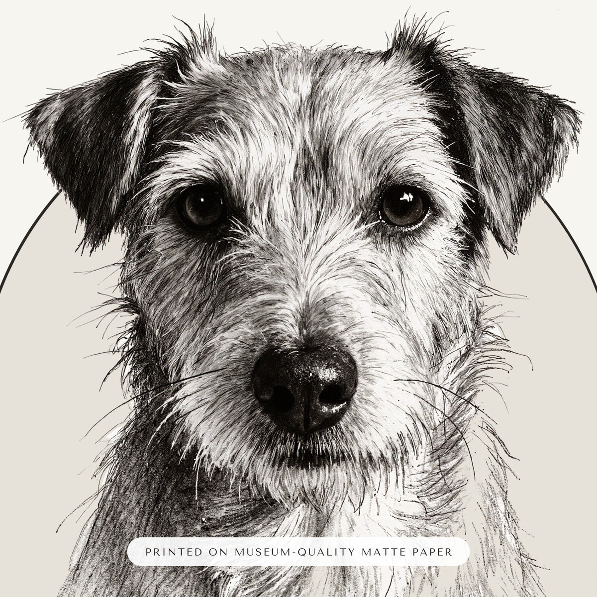 Pencil Sketch Dog Dad Gift – close-up of the print – Framed Print