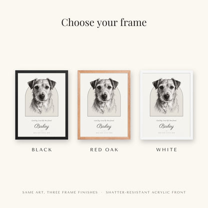 Pencil Sketch Dog Dad Gift – frame colors – Framed Print